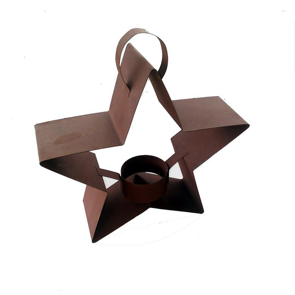 Rusty tin hanging tea light star | FixinitCountry 
